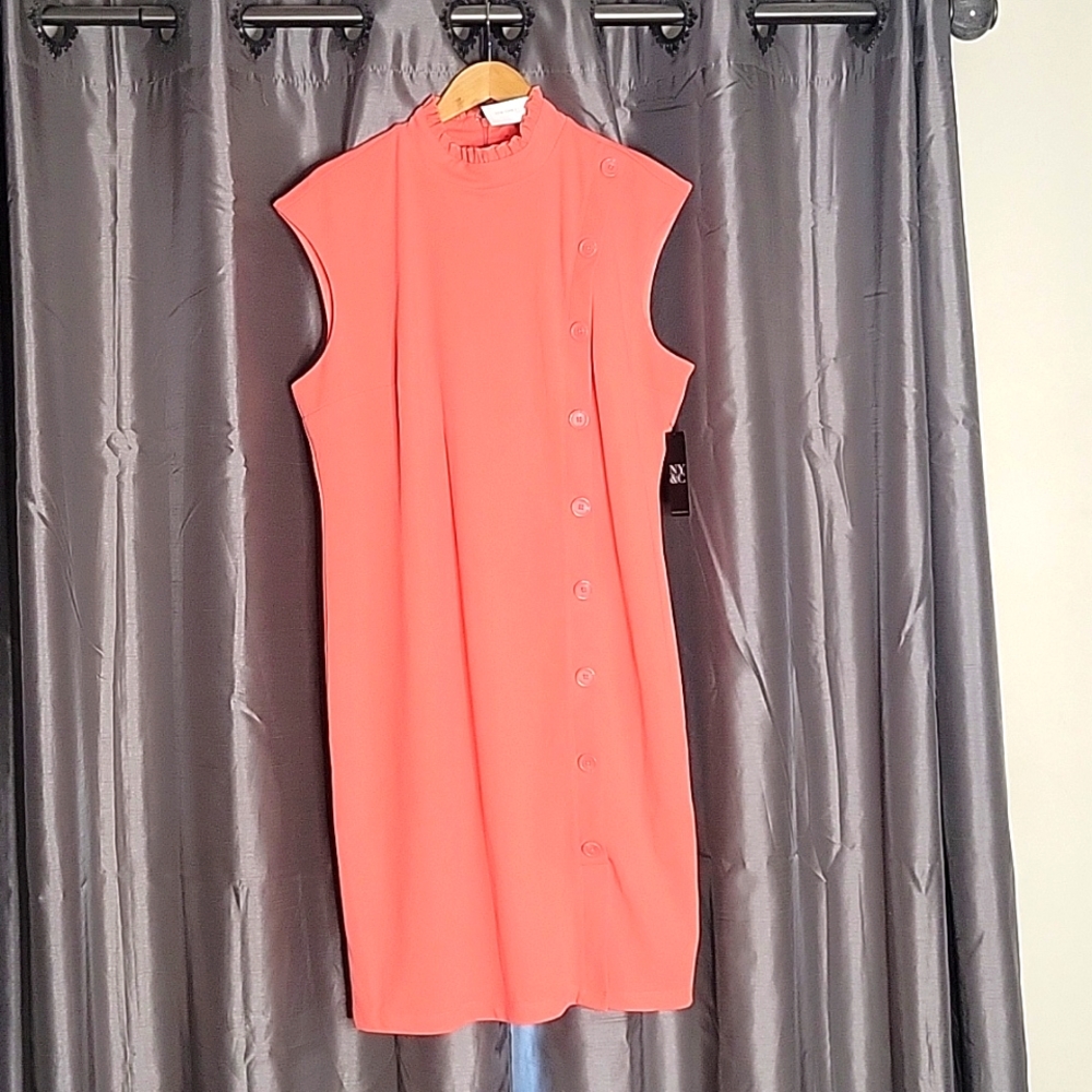 New York & Company Peach Midi Dress Size XXL